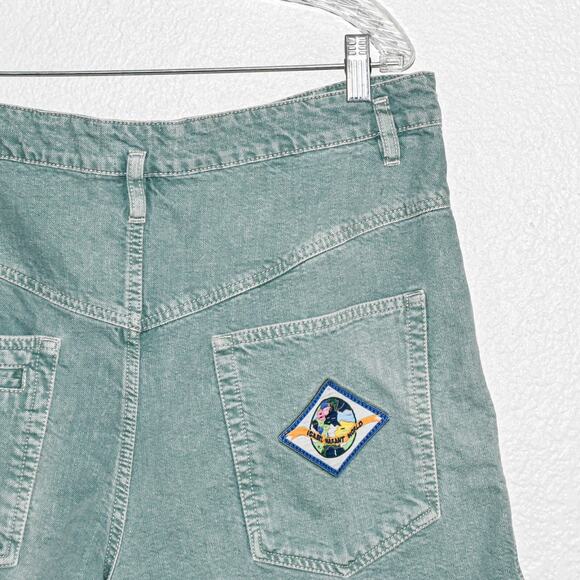 Isabel Marant $335 Esquia High-Waisted Denim Shorts in Washed Green 44 34w - Picture 9 of 11